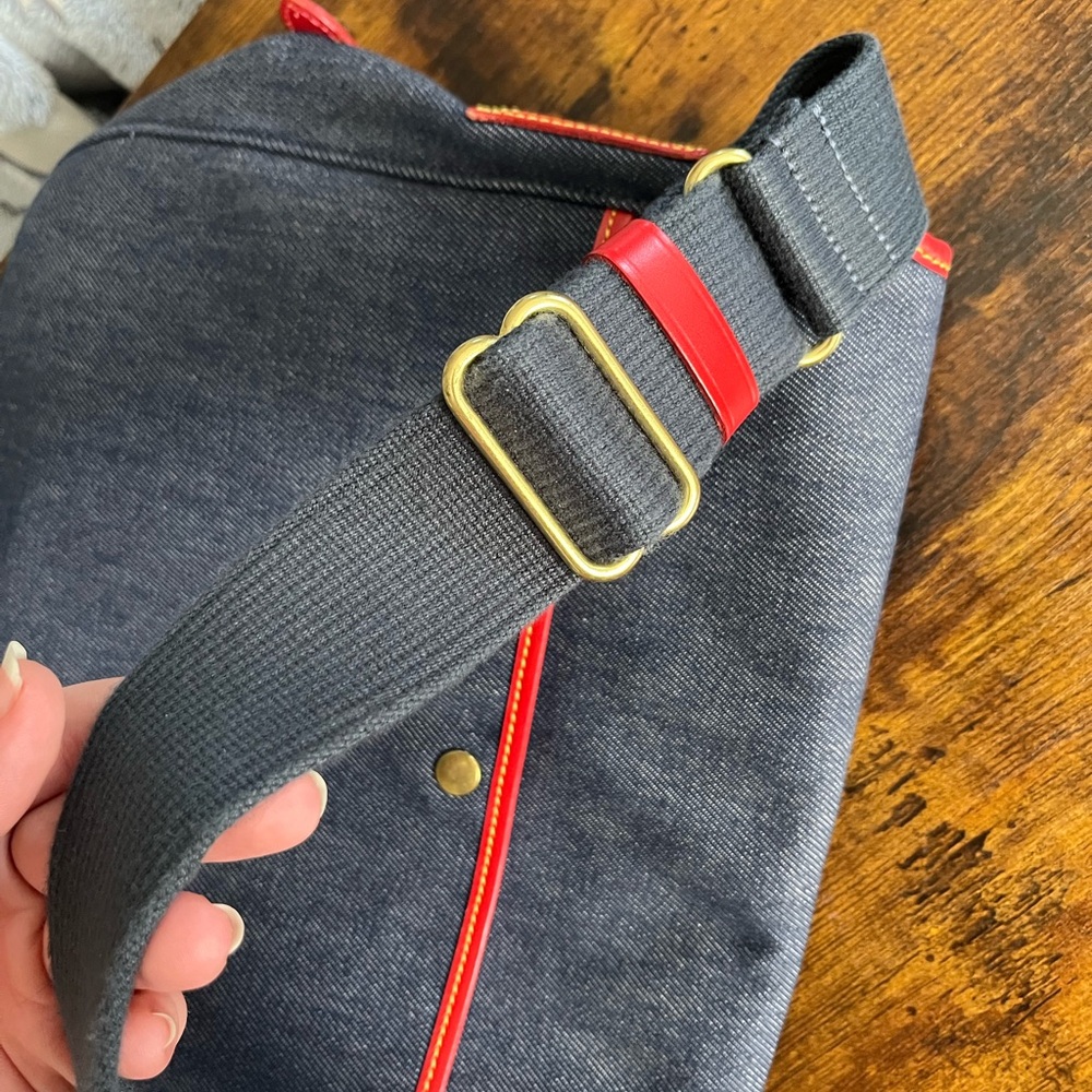Dooney & Bourke vintage Denim Messenger Bag with Red Trim - Picture 8 of 9